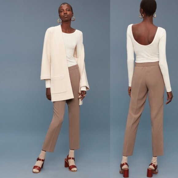 Aritzia Wilfred Darontal Cropped Straight leg Pant, size 4, camel - Picture 8 of 8